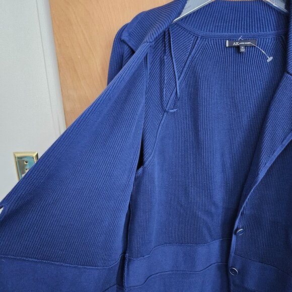 DONATED: AK Anne Klein Blue Ribbed Cardigan Sweater – 1X - Picture 7 of 16